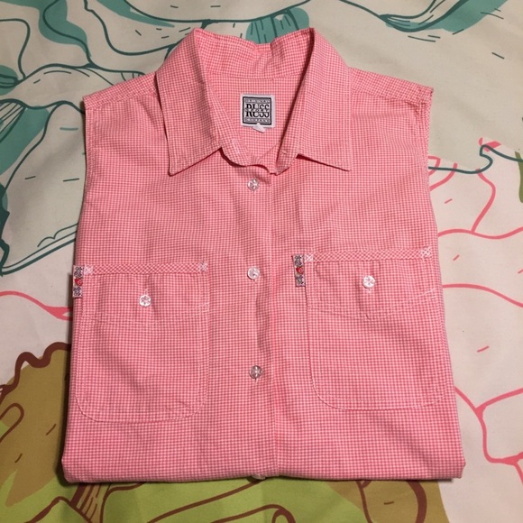 Vintage Russ Original Co. Top medium pink gingham collared sleeveless - Picture 2 of 7